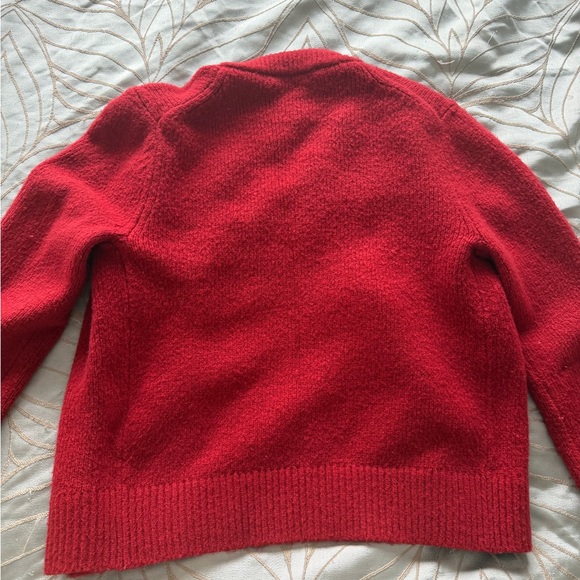 Abercrombie red crew cardigan with gold buttons - Picture 3 of 3